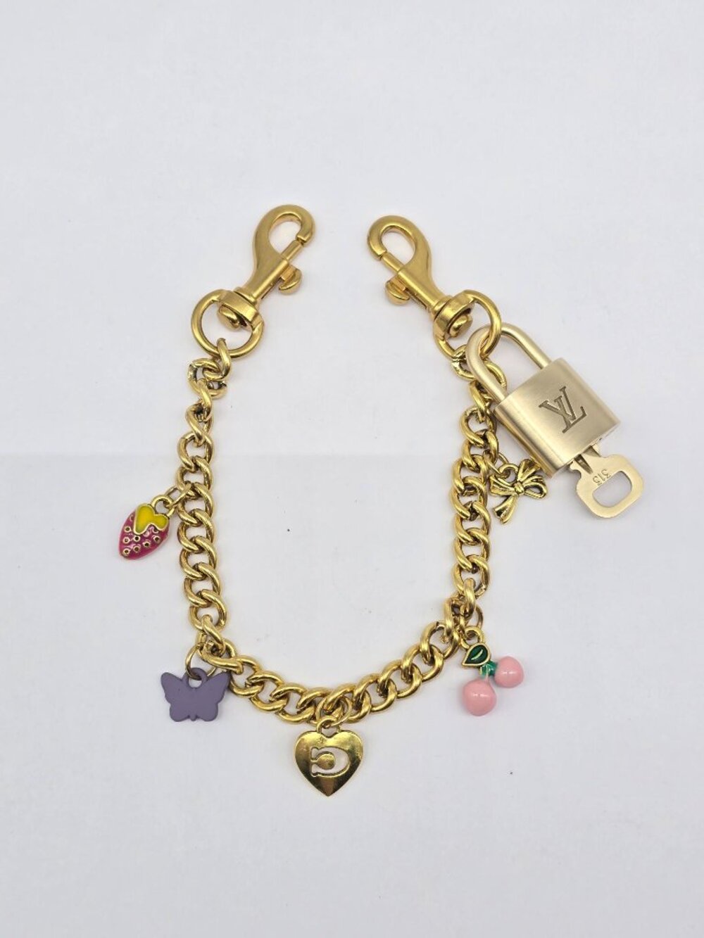 Authentic Louis Vuitton Gold Padlock with Unbranded Decorative Bag Chain / Charm - Picture 7 of 14